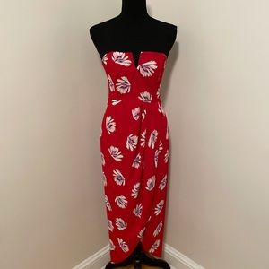 Floral Print Strapless Maxi Dress